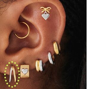 Studs Two-tone double huggie earring
